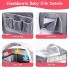 6 In 1 Foldable Baby Crib with Activity Center, and Diaper Changing Table