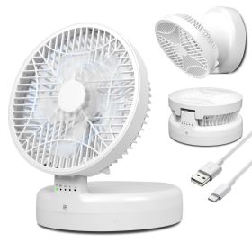 Foldable Desk Fan with 4 Wind Speeds, Fan 90°, Type-C Rechargeable