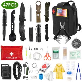 47Pcs Emergency Survival Kit, First Aid, Supplies Kit, Tools with Pouch