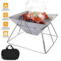 Foldable BBQ Grill, Charcoal Stove, Portable Stainless Steel, and Campfire Stove