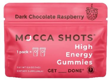 Mocca Shots Energy Gummies with Caffeine | 12-Pack - Dark Chocolate Raspberry