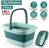 2 Pack Collapsible Foot Bath, 15L/4Gallon Foot Soak Tub, 8 Massage Rollers