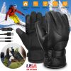 Electric Heated Gloves, USB Plug, Leather, Windproof, Unisex for Outdoor