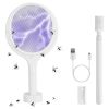 3 In 1 Electric Bug Zapper Racket Type, 90º Rotating Wand for Indoor/Outdoor