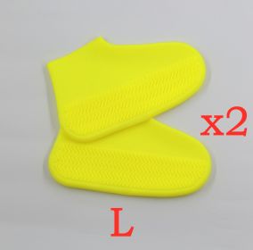 Slip On Easy to Carry Silicone Rain Boots for Men and Women (Option: 2PC Yellow-L)