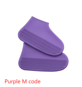 Slip On Easy to Carry Silicone Rain Boots for Men and Women (Option: Purple M code-S)