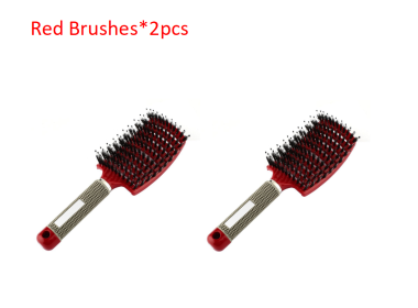 Detangler, and Teaser Hairbrush with Nylon Bristle Scalp Massager (Option: Red-2pcs)