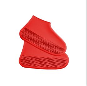 Slip On Easy to Carry Silicone Rain Boots for Men and Women (Option: Red-L)