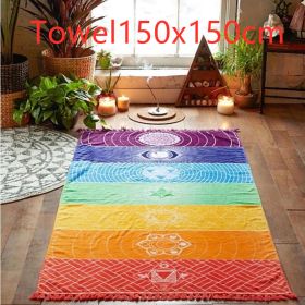 Cotton, and Polyester Mandala Blanket (Option: Towel150x150cm)