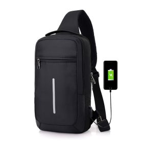 Anti-theft Charging Chest Bag with External USB (Color: Black)