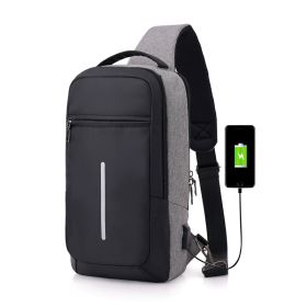 Anti-theft Charging Chest Bag with External USB (Color: Dark grey)