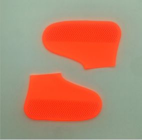 Slip On Easy to Carry Silicone Rain Boots for Men and Women (Option: Orange-L)