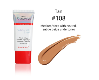 Matte, Silky, Tube Liquid Foundation, Ladies Products (Option: 108 Tan)