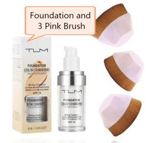 Temperature Liquid Foundation Concealer, Natural Color Makeup (Option: 3 Pink Brush Set)