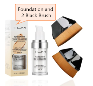 Temperature Liquid Foundation Concealer, Natural Color Makeup (Option: 2 Black Brush Set)