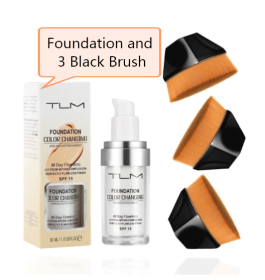 Temperature Liquid Foundation Concealer, Natural Color Makeup (Option: 3 Black Brush Set)