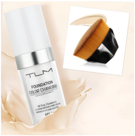 Temperature Liquid Foundation Concealer, Natural Color Makeup (Option: 1 black Brush Set)