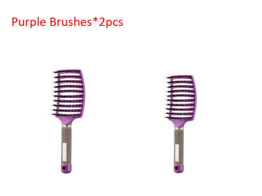 Detangler, and Teaser Hairbrush with Nylon Bristle Scalp Massager (Option: Purple-2pcs)