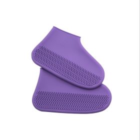 Slip On Easy to Carry Silicone Rain Boots for Men and Women (Option: Purple S code-L)