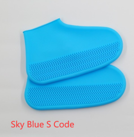 Slip On Easy to Carry Silicone Rain Boots for Men and Women (Option: Sky Blue S Code-S)