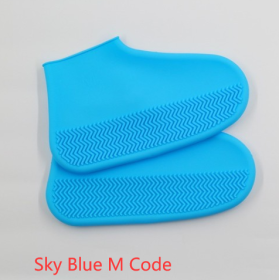 Slip On Easy to Carry Silicone Rain Boots for Men and Women (Option: Sky Blue M Code-M)