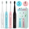 Ultrasonic Electric Toothbrush with 5 Modes, and 4 Brush Heads