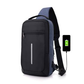 Anti-theft Charging Chest Bag with External USB (Color: Navy Blue)