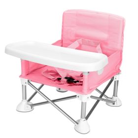 Travel Booster Seat, Portable Baby Booster Chair with Detachable Tray, Carry Bag (Color: Pink)