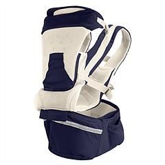 Multifunctional Baby Carrier With Hip Seat, and Head Hood (Color: Navy Blue)