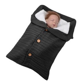 Unisex Baby Knit Swaddle Blanket, Newborn Cozy Fleece, Nursery Sleeping Bag (Color: Dark Grey)