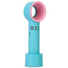 Portable Handheld Bladeless Fan, Rechargeable USB, with 3 Levels (Color: Blue)