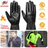 Unisex Leather Winter Warm Gloves, Outdoor Windproof Soft Gloves