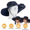 Outdoor Wide Brim Sun Hat With 2 Rechargeable Solar Powered Fans, 3 Speeds