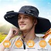 Outdoor Wide Brim Sun Hat With 2 Rechargeable Solar Powered Fans, 3 Speeds