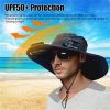 Outdoor Wide Brim Sun Hat With 2 Rechargeable Solar Powered Fans, 3 Speeds