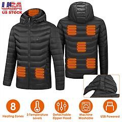 Heated Jacket, Electric Heating Coat Hooded Jacket (Size: Small)