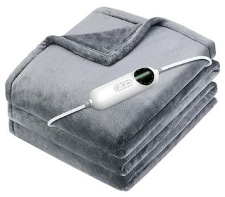 Electric Heated Throw Blanket with 10 Heat Settings, Auto off, Washable (Size: 59x51inches)