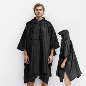 Unisex Hooded Rain Poncho With Pocket For Adults, 3-in-1, Waterproof With Hood (Color: Black)