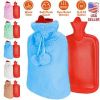 2L Hot Water Bottle with Plush Cover, Classic Natural Rubber Warmer