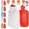 2L Hot Water Bottle with Plush Cover, Classic Natural Rubber Warmer