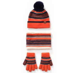 Winter Kids Knitted Hat, Scarf, and Gloves, 3Pcs Boys/Girls Winter Warm (Color: Orange)