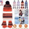 Winter Kids Knitted Hat, Scarf, and Gloves, 3Pcs Boys/Girls Winter Warm