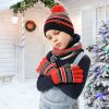 Winter Kids Knitted Hat, Scarf, and Gloves, 3Pcs Boys/Girls Winter Warm