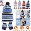 Winter Kids Knitted Hat, Scarf, and Gloves, 3Pcs Boys/Girls Winter Warm