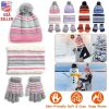 Winter Kids Knitted Hat, Scarf, and Gloves, 3Pcs Boys/Girls Winter Warm