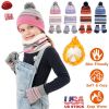 Winter Kids Knitted Hat, Scarf, and Gloves, 3Pcs Boys/Girls Winter Warm