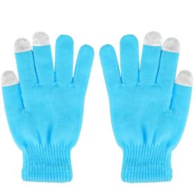 Unisex Winter Knit Gloves, Touchscreen, Outdoor Windproof (Color: Blue)