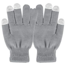 Unisex Winter Knit Gloves, Touchscreen, Outdoor Windproof (Color: Grey)