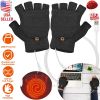 USB Wool Heated Gloves, Half Fingerless Gloves, Electric Heated