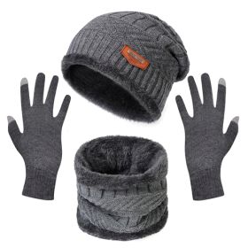 Winter Knitted Hat, Scarf, and Gloves, 3Pcs for Men, and Women (Color: Grey)